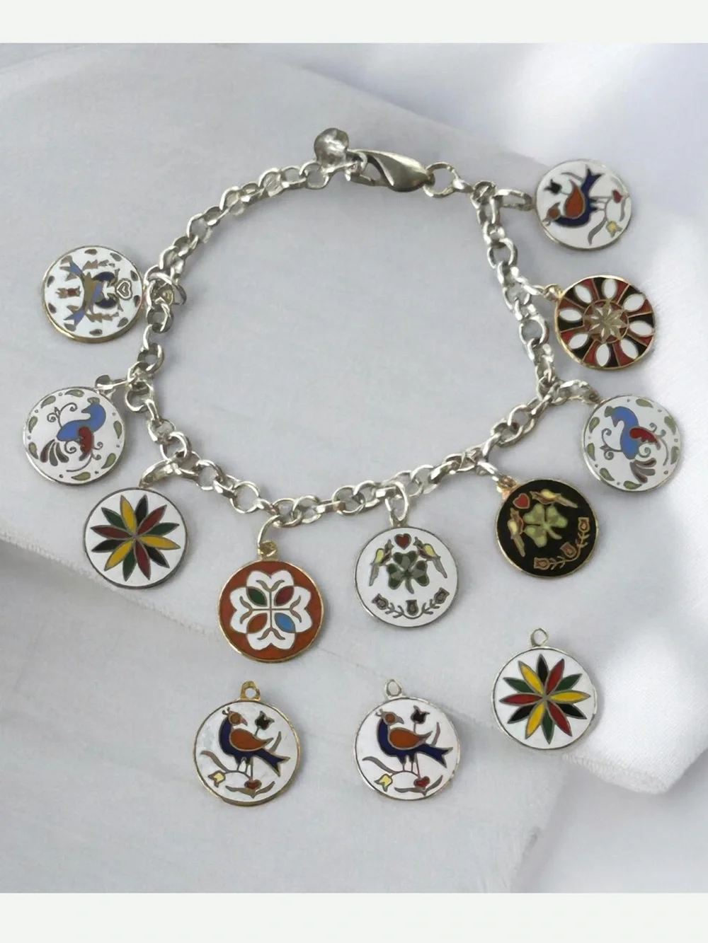 Vintage Deadstock Hoffman PA Dutch Enamel Hex Sign Charm Bracelet/Charms Rare